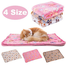 Load image into Gallery viewer, 9 Colors Cute Paw Print Dog Towel Pet Dog Cat Sleep Warm Towl Puppy Kitten Fleece Soft Dog Blanket Bathrobe Beds Mat for Animals
